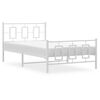 vidaXL Bed Frame White Powder-Coated Steel Twin Bed Frame Rectangular