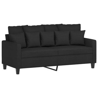 vidaXL 2 Piece Sofa Set with Cushions Black Fabric