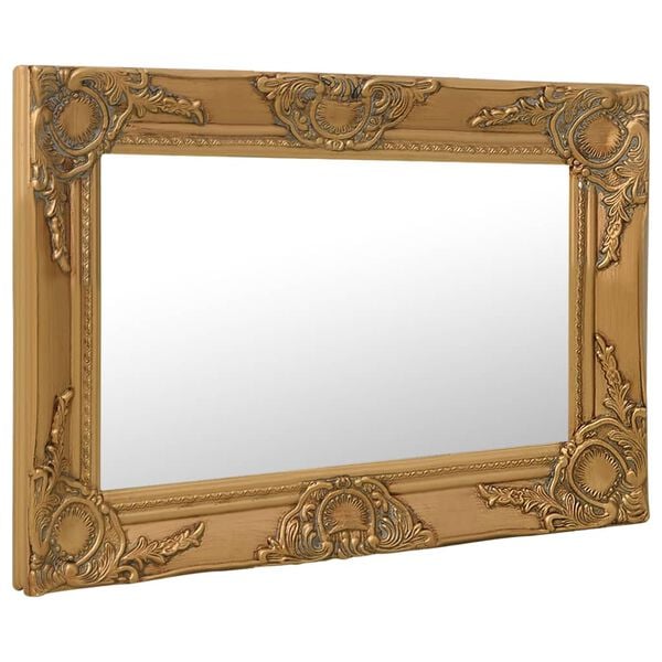 vidaXL Wall Mirror Gold Wood, glass, engineered wood 23.6 in x 15.7 in