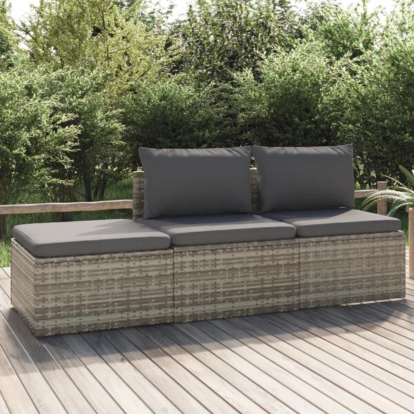 vidaXL Garden Lounge Set Grey PE Rattan, Powder-Coated Steel, Polyester, PVC