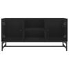 vidaXL TV Cabinet Black Engineered wood, glass, steel Medium Doors