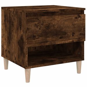 vidaXL Bedside Table Smoked oak Engineered wood, solid eucalyptus wood
