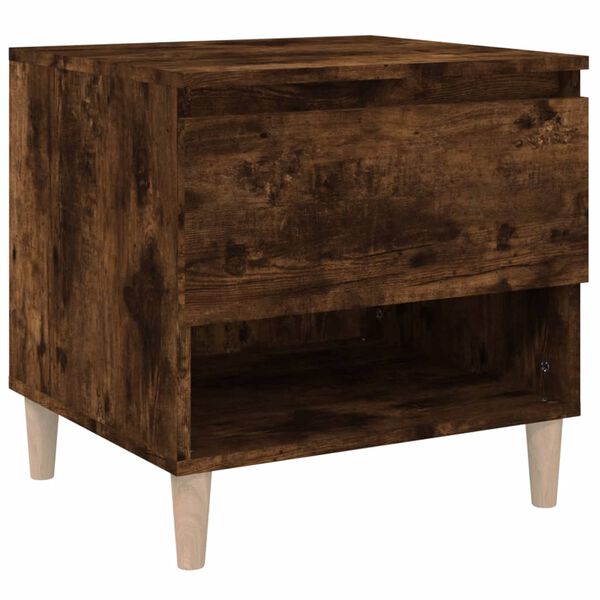 vidaXL Bedside Table Smoked oak Engineered wood, solid eucalyptus wood
