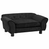 vidaXL Dog Sofa Black Plush, Fir Wood Small Removable Covers Dog Sofa