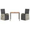 vidaXL Garden Dining Set Grey PE rattan Medium Adjustable Footrests