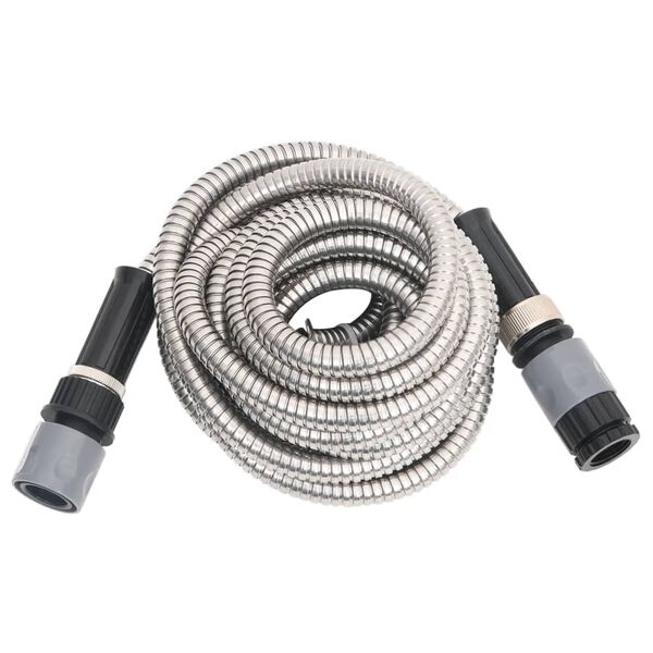 vidaXL Garden Hose Silver Stainless Steel 30 m Durable Garden Hose