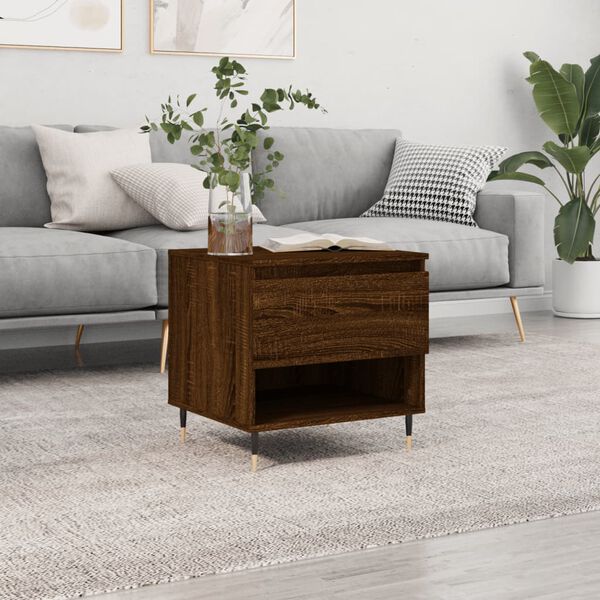vidaXL Coffee Table Brown Oak Engineered Wood, Metal Compact
