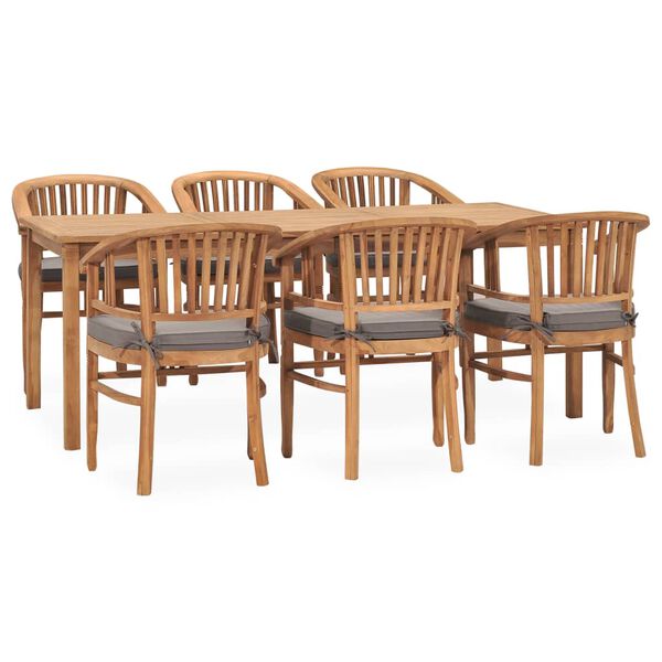 vidaXL 7 Piece Patio Dining Set with Cushions Solid Teak Wood