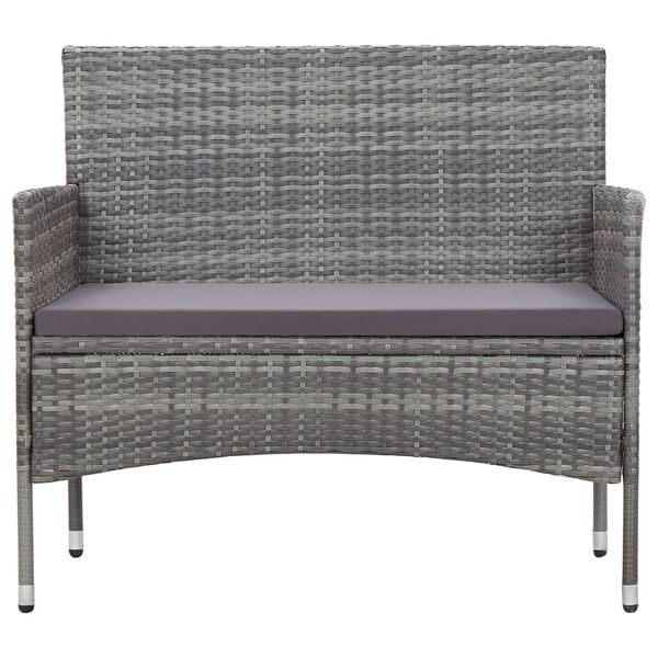 vidaXL Garden Bench Grey PE Rattan 41.3 in Weather-resistant materials