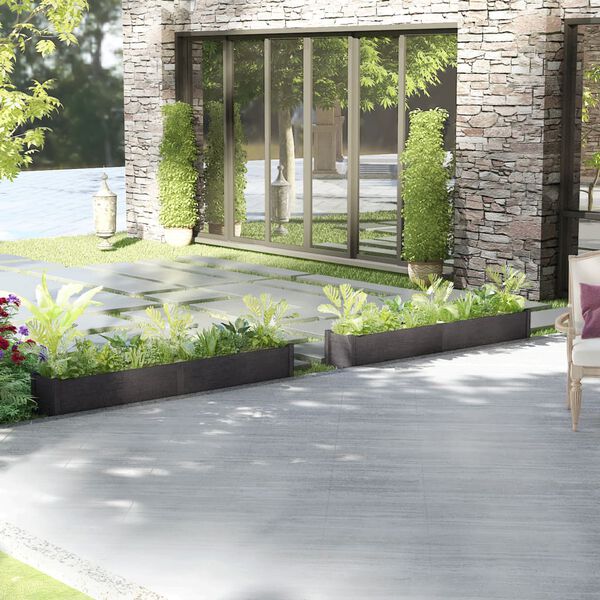 vidaXL Planter Set of 2 Grey Solid pine wood Large Planter