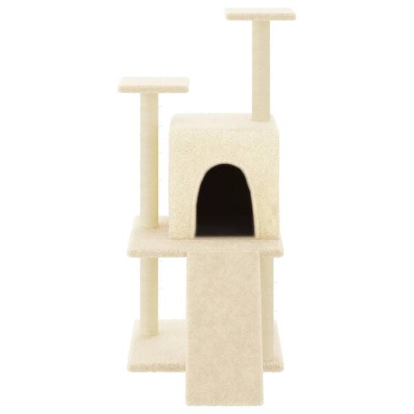vidaXL Cat Tree Cream Engineered wood, plush, sisal Medium Durable