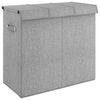 vidaXL Foldable Laundry Hamper Grey 25.4x13.6x23.2" Faux Linen Fabric
