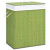vidaXL Bamboo Laundry Basket with 2 Sections Green 26.4 gal