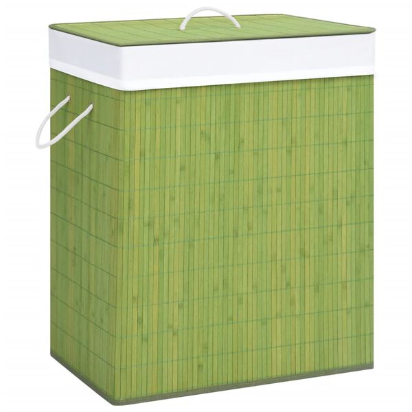 vidaXL Bamboo Laundry Basket with 2 Sections Green 26.4 gal