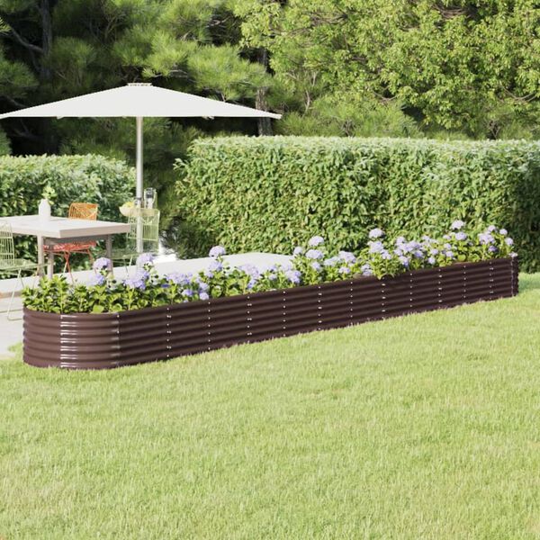 vidaXL Garden Raised Bed Brown Powder-coated steel Large Durable