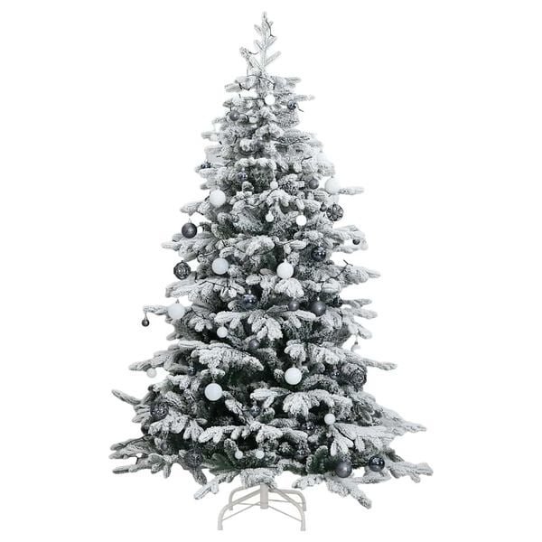 vidaXL Artificial Hinged Christmas Tree Green and white PVC, PE, Iron