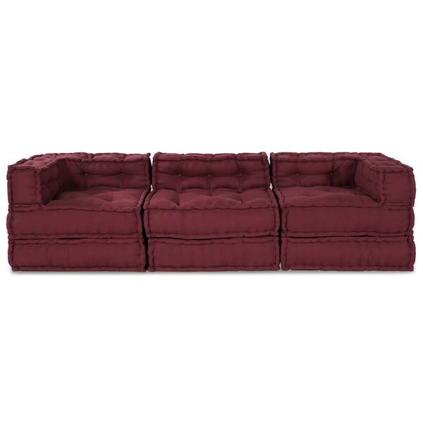 vidaXL Modular Sofa 3 pcs Maroon Fabric