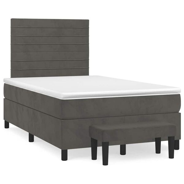 vidaXL Box Spring Bed Dark gray, white