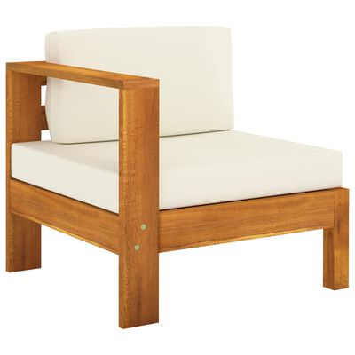 vidaXL Middle Sofa with 1 Armrest Cream White Solid Acacia Wood