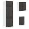 vidaXL Kitchen Cabinet Set Black Engineered Wood and Glass Large