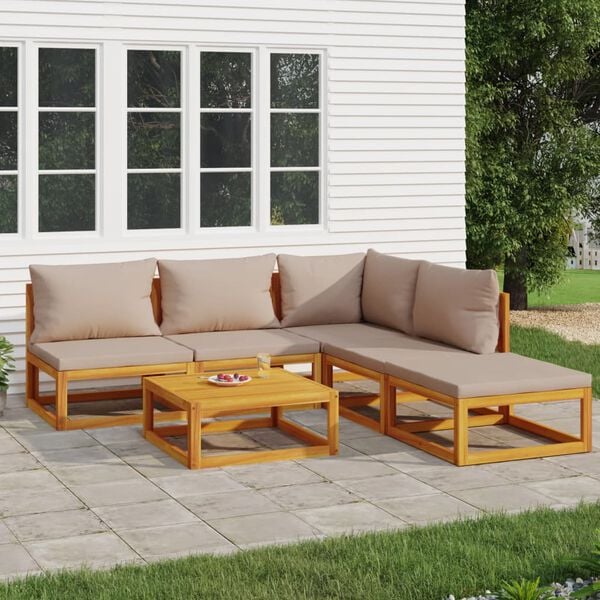 vidaXL Garden Lounge Set Taupe Solid acacia wood with an oil finish