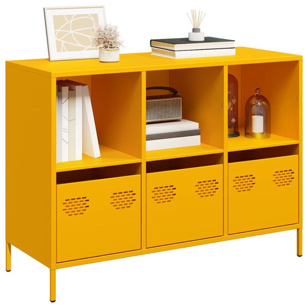 vidaXL Sideboard Mustard Yellow Cold-rolled steel Medium Sideboard