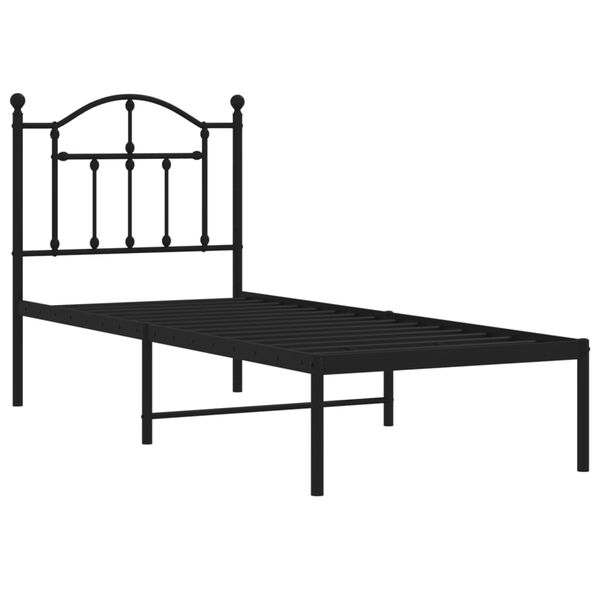 vidaXL Bed Frame Black Steel Small Single Bed Frame Rectangular