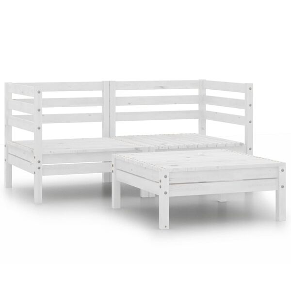 vidaXL Garden Lounge Set White Solid Pinewood Moderate Modular