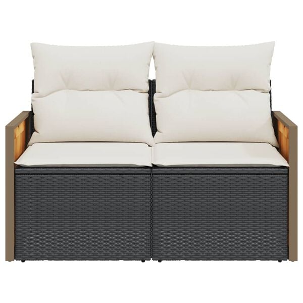 vidaXL Garden Sofa Black PE rattan 2-seater Modular Garden Sofa