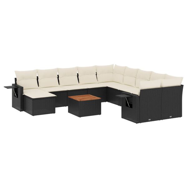 vidaXL Garden Sofa Set Black Poly Rattan Large Modular Garden Sofa Set