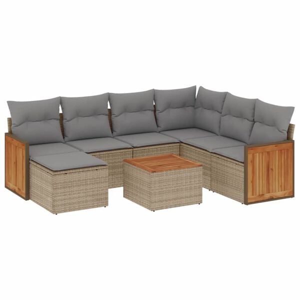 vidaXL Garden Sofa Set Beige PE rattan, powder-coated steel Large