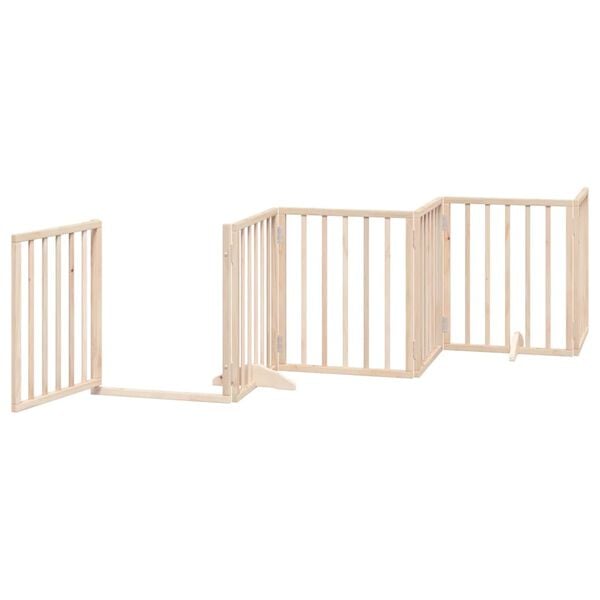 vidaXL Dog Gate with Door Foldable 6 Panels 118.1 " Poplar Wood