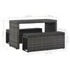 vidaXL Sofa Set Grey PE Rattan 3 Piece Set Durable
