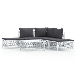vidaXL Garden Lounge Set White Woven fabric, powder-coated steel, textilene