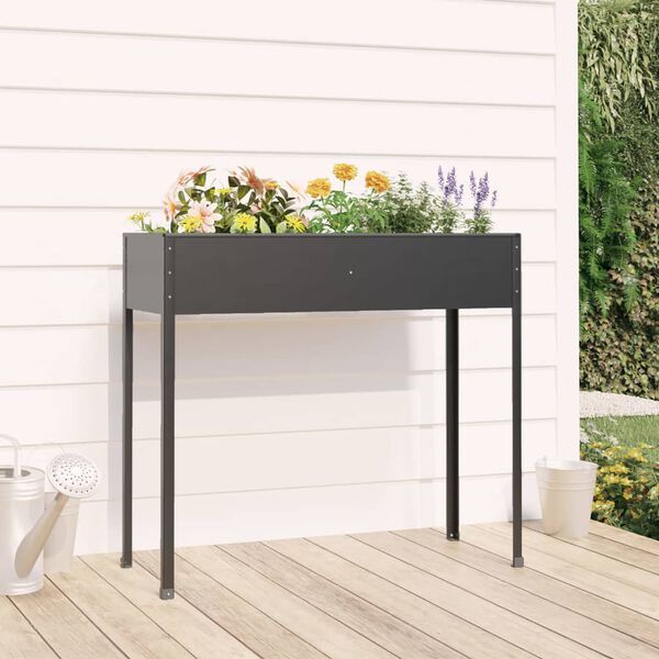 vidaXL Garden Planter Anthracite Galvanized Steel Large Heavy Duty