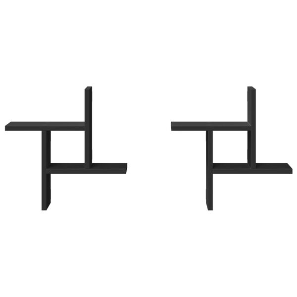 vidaXL Wall Shelf Black Engineered Wood Wall Shelf Rectangular Modern