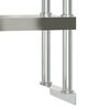 vidaXL Work Table Overshelf 2-Tier 43.3"x11.8"x25.6" Stainless Steel