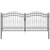 vidaXL Fence Gate with Spear Top Black 120.1"x 49.2" Powder-coated Steel