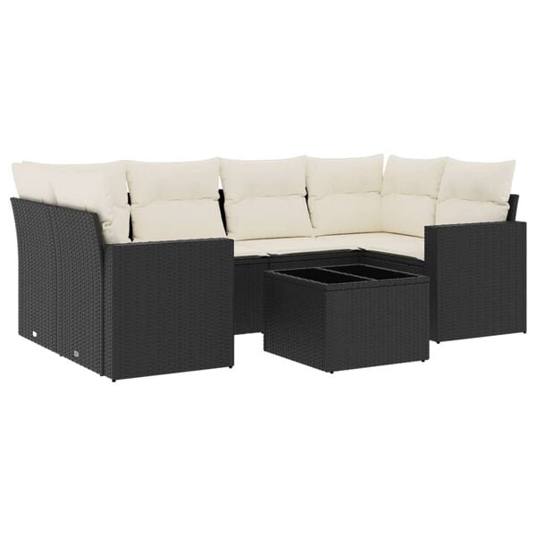 vidaXL Garden Sofa Set Black PE Rattan Large Modular Garden Sofa Set