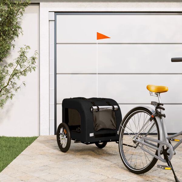 vidaXL Pet Bike Trailer Black Oxford fabric, iron, PVC Medium Durable