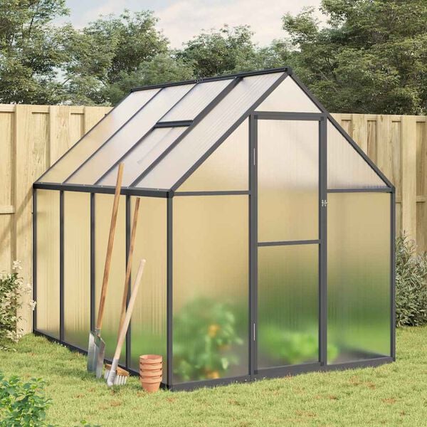 vidaXL Greenhouse Anthracite, Transparent Aluminum, Polycarbonate Large