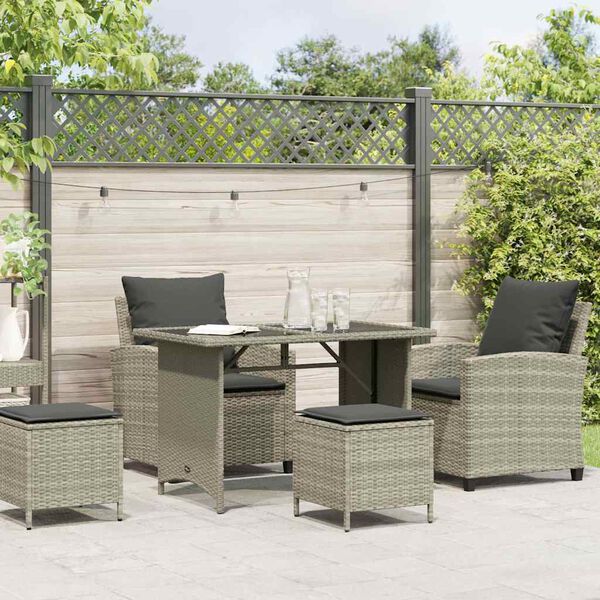 vidaXL Garden Sofa Set Light Grey PE rattan, powder-coated steel Medium