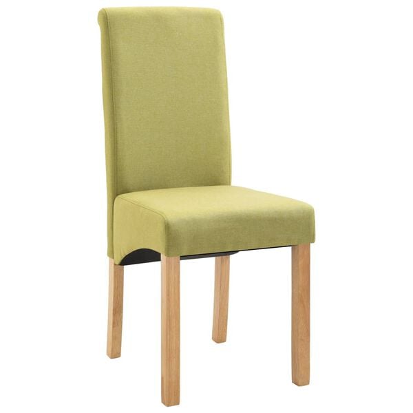 vidaXL Dining Chair Set of 2 Green Fabric and wooden frame Standard