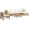 vidaXL Garden Lounge Set Cream White Bamboo, Polyester Large Modular