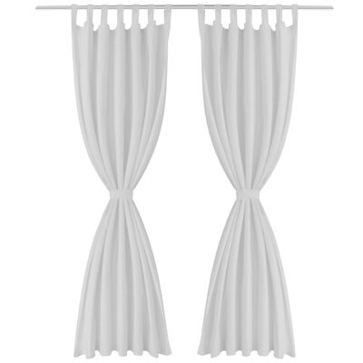2 pcs White Micro-Satin Curtains with Loops 55" x 96"