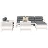 vidaXL Garden Sofa Set White Solid pine wood Modular Garden Sofa Set