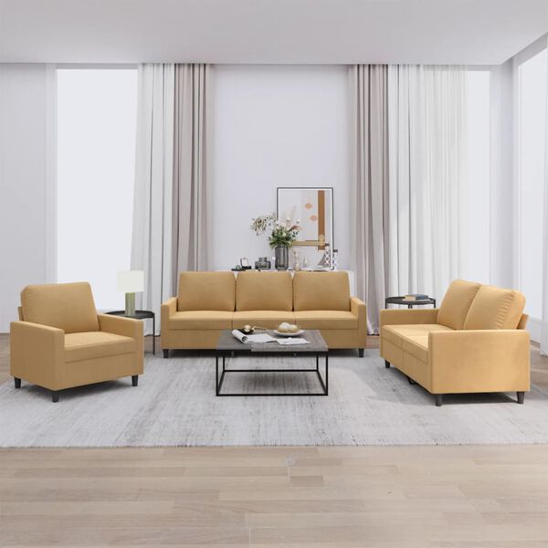 vidaXL Sofa Set Brown Velvet (100% polyester), metal, textilene, plywood
