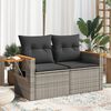 vidaXL Garden Sofa Gray PE rattan, Powder-coated steel, Solid acacia wood