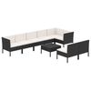 vidaXL Garden Lounge Set Black PE Rattan, Powder-coated Steel, Polyester