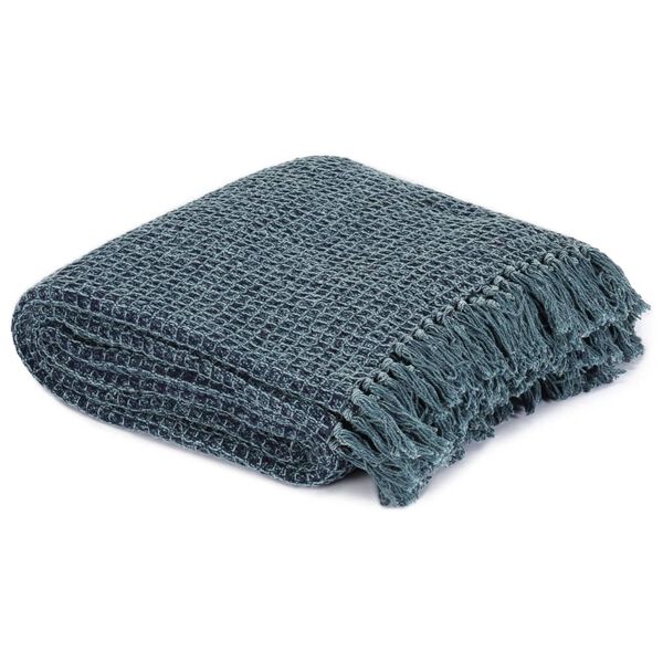 vidaXL Throw Indigo blue 100% cotton 86.6 x 98.4 in Throw Blanket